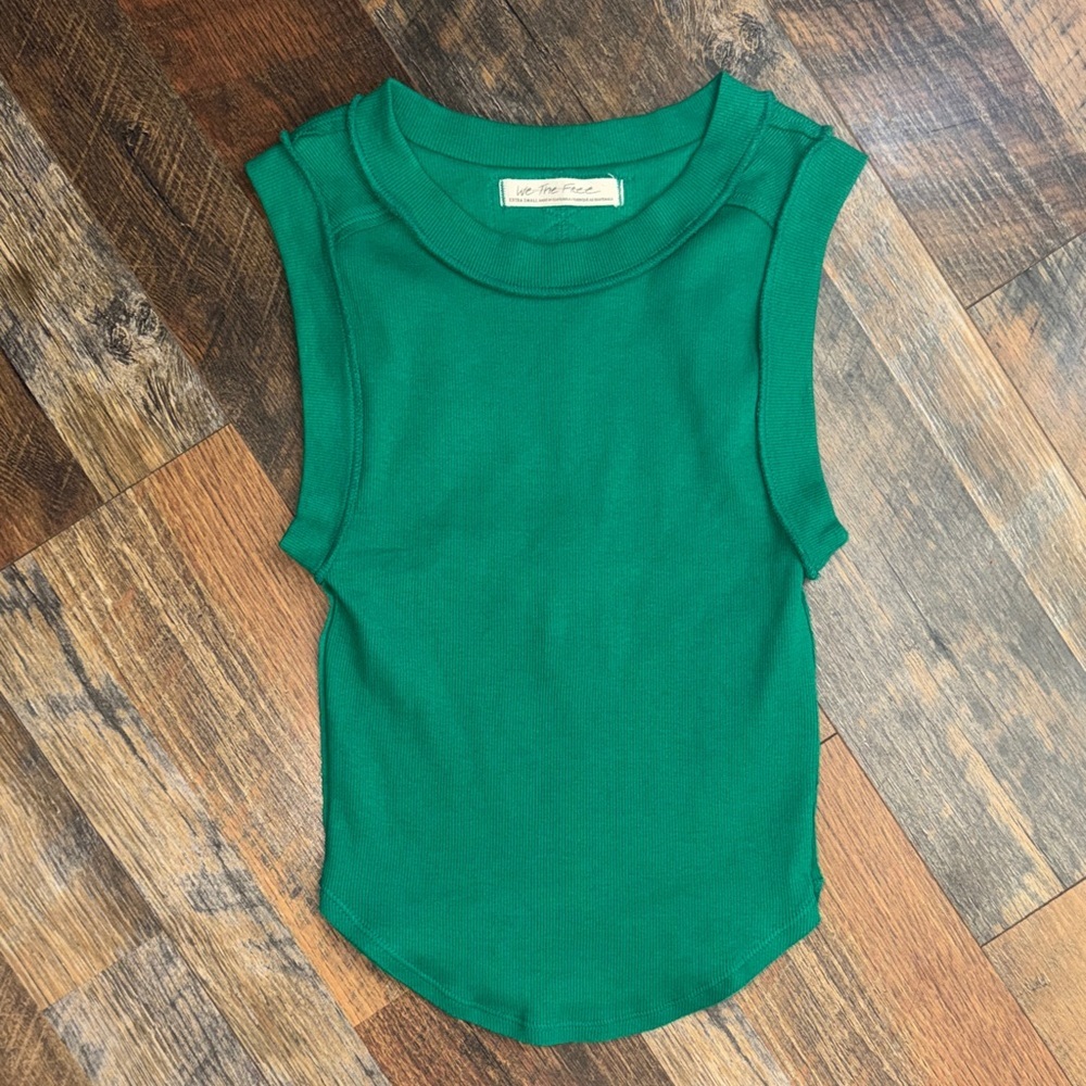 Green Sleeveless Top We The Free Womens Extra Small Tank Stretchy Ribbed